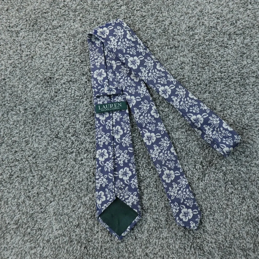 Ralph Lauren Neck Tie Mens Blue Floral Business Work Career Silk Blend Preppy